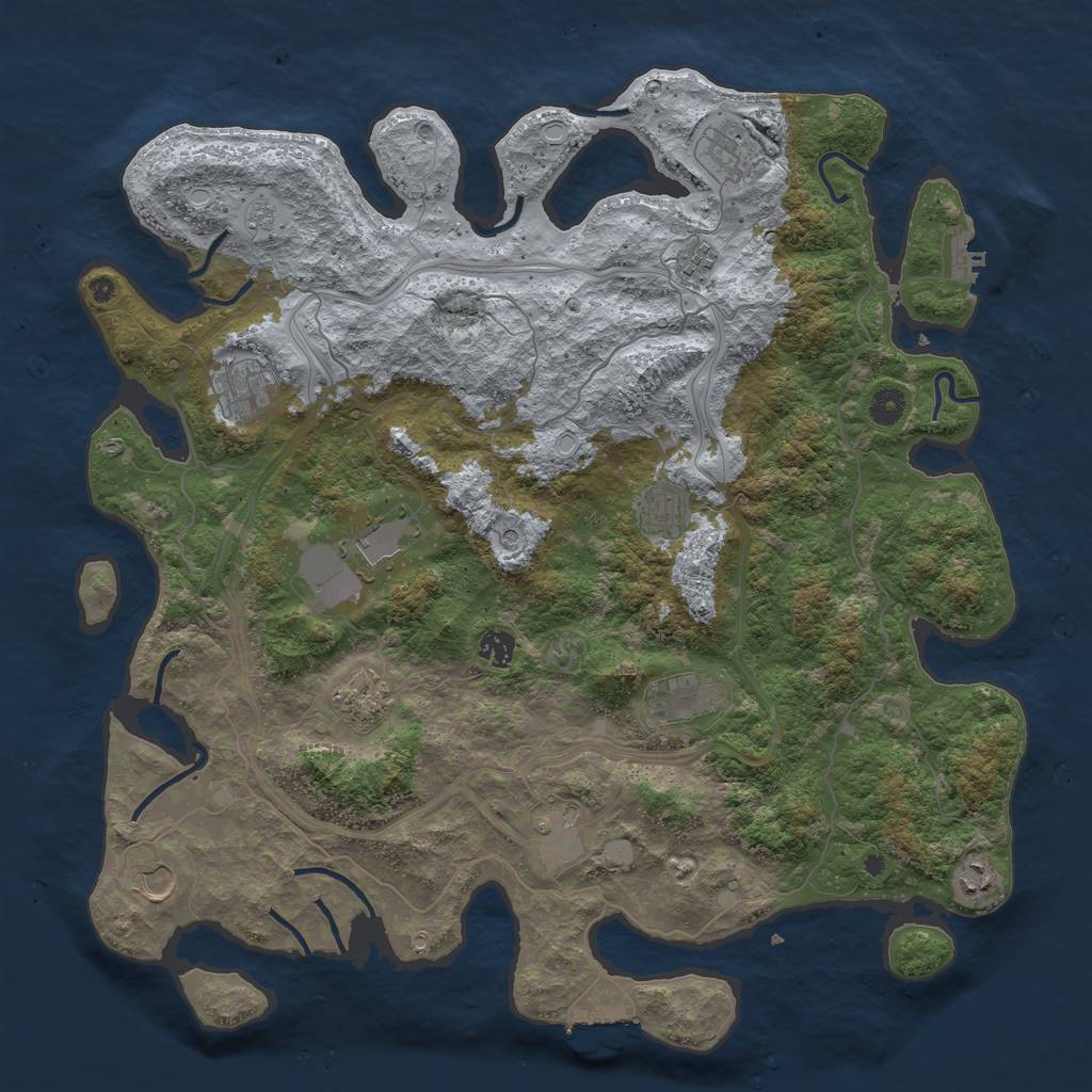 Rust Map: Procedural Map, Size: 4500, Seed: 31122, 18 Monuments