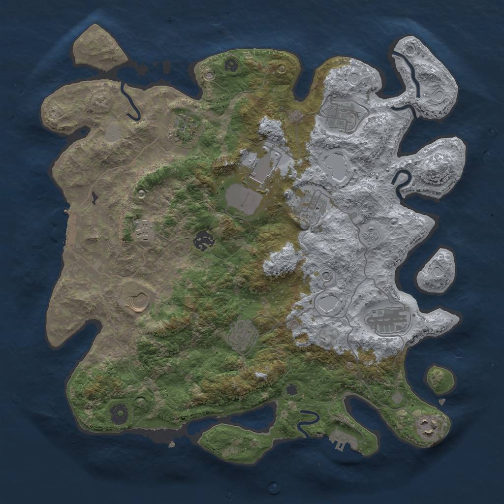 Rust Map: Procedural Map, Size: 3800, Seed: 683992, 19 Monuments