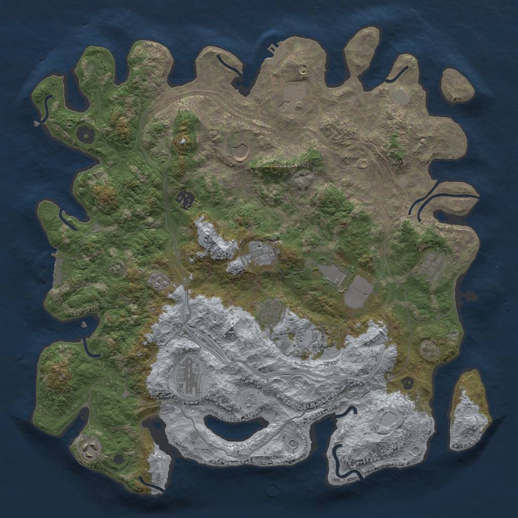 Rust Map: Procedural Map, Size: 4300, Seed: 1816883520, 20 Monuments