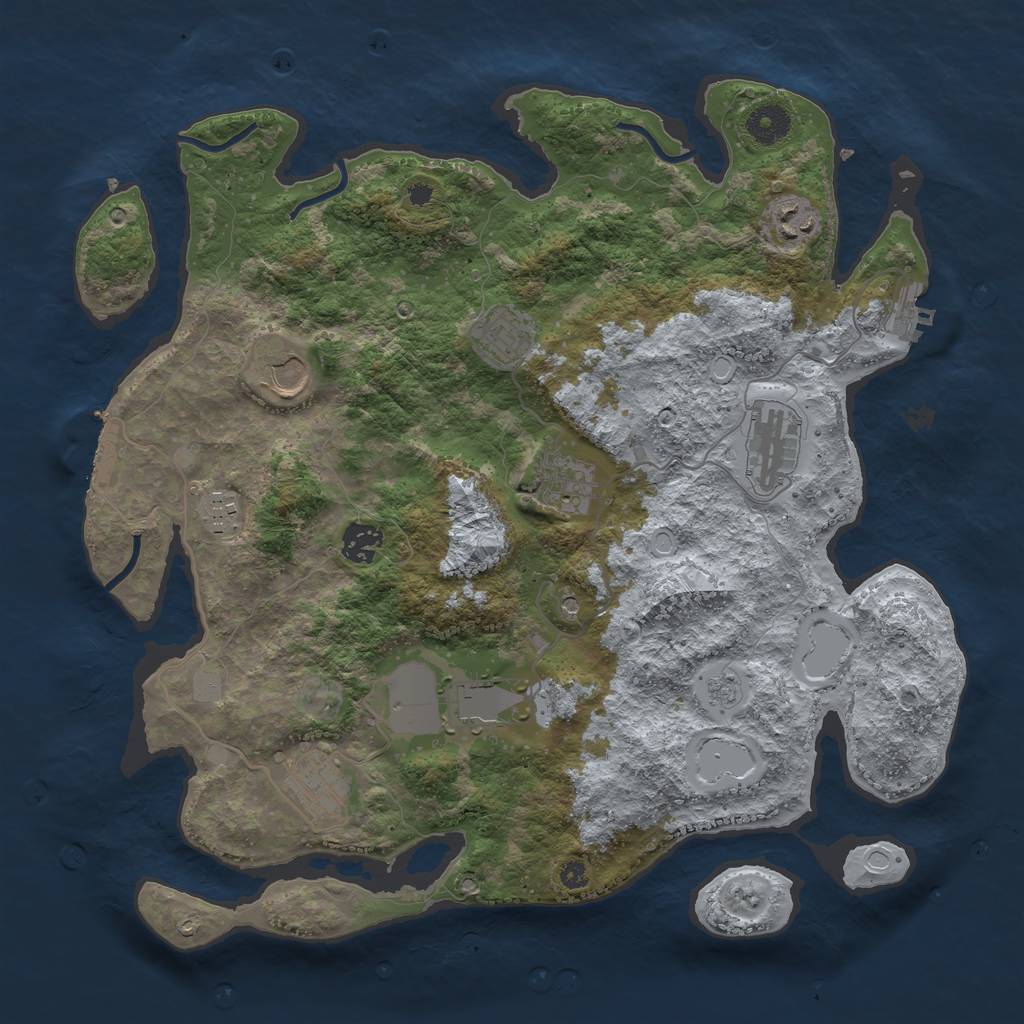 Rust Map: Procedural Map, Size: 3750, Seed: 23546735, 18 Monuments