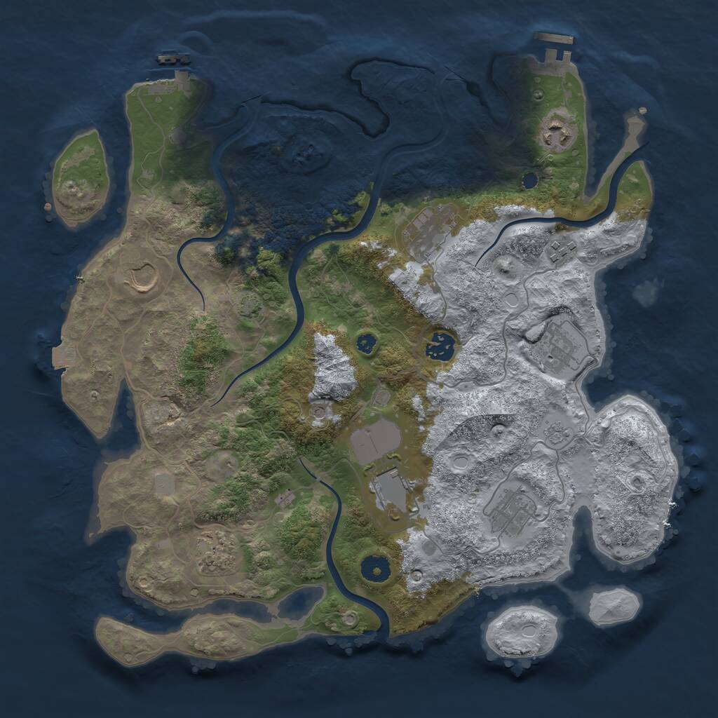 Rust Map: Procedural Map, Size: 3750, Seed: 23546735, 15 Monuments