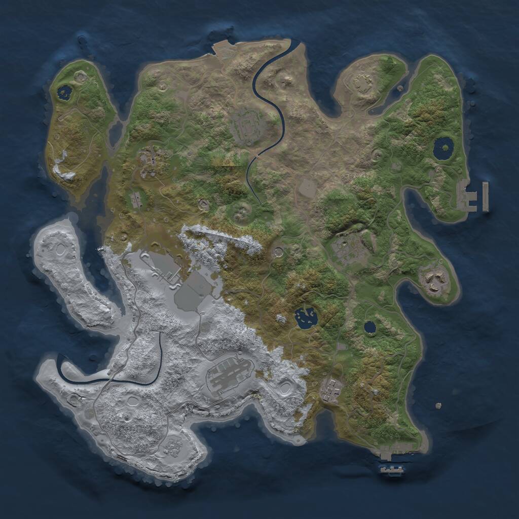 Rust Map: Procedural Map, Size: 3500, Seed: 487423, 14 Monuments