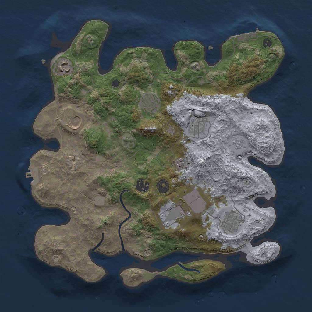 Rust Map: Procedural Map, Size: 3500, Seed: 1538685242, 17 Monuments