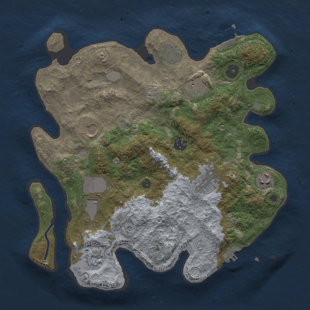 Rust Map: Procedural Map, Size: 3500, Seed: 114514, 18 Monuments