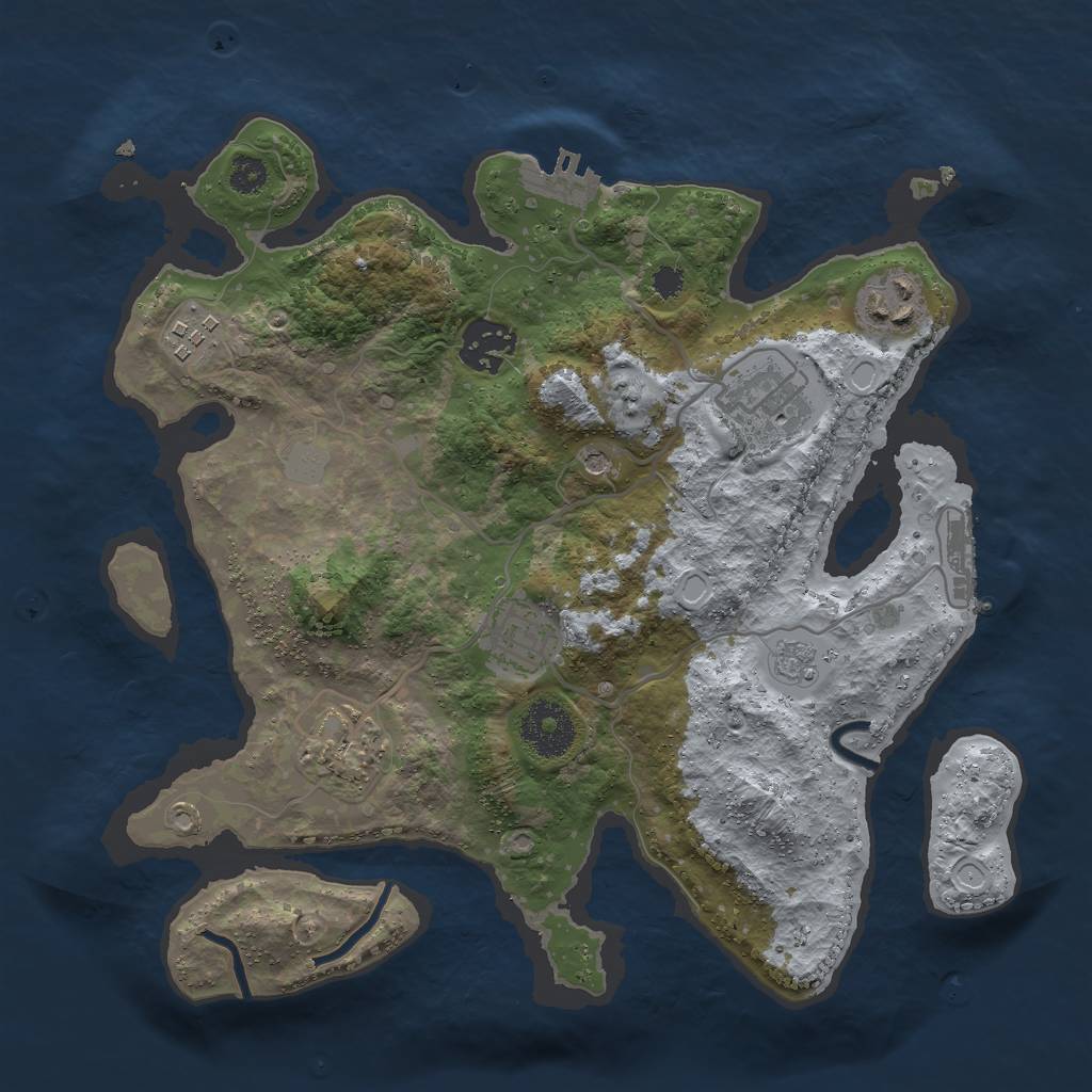 Rust Map: Procedural Map, Size: 3000, Seed: 4712, 15 Monuments