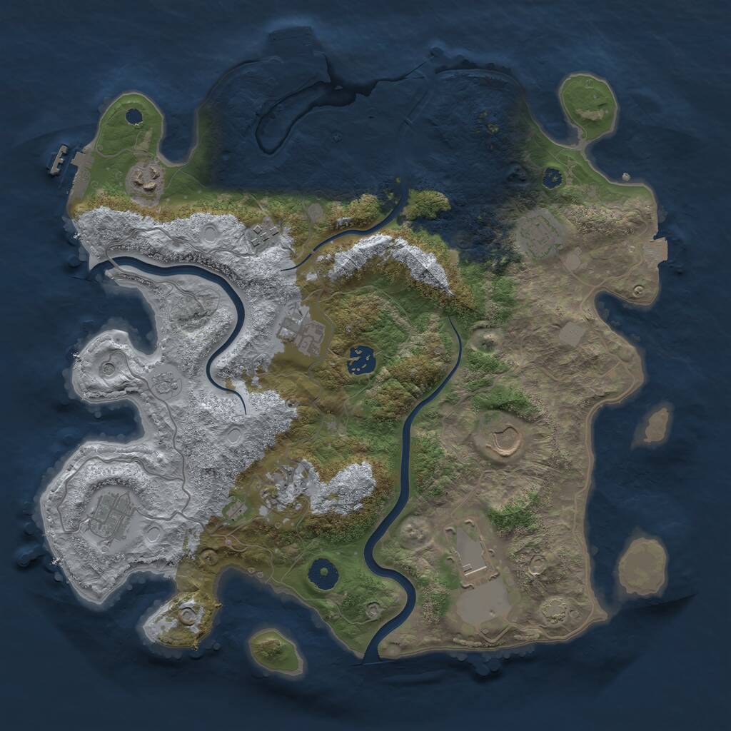Rust Map: Procedural Map, Size: 3700, Seed: 2077322668, 15 Monuments