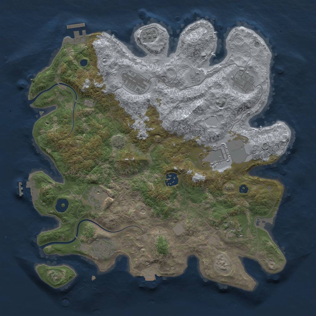 Rust Map: Procedural Map, Size: 3500, Seed: 512978888, 14 Monuments