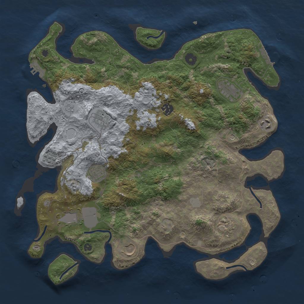 Rust Map: Procedural Map, Size: 3850, Seed: 750000, 18 Monuments