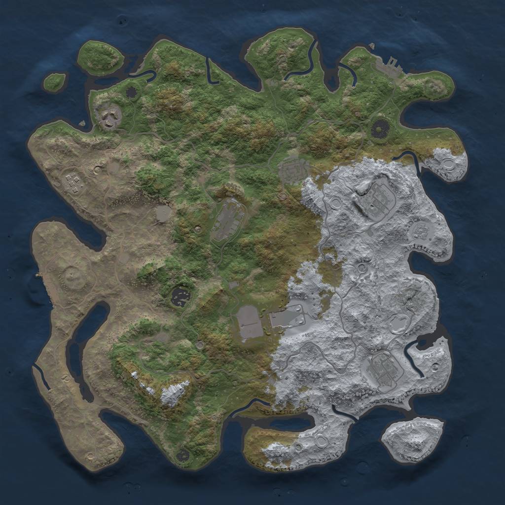 Rust Map: Procedural Map, Size: 4000, Seed: 69691657, 17 Monuments