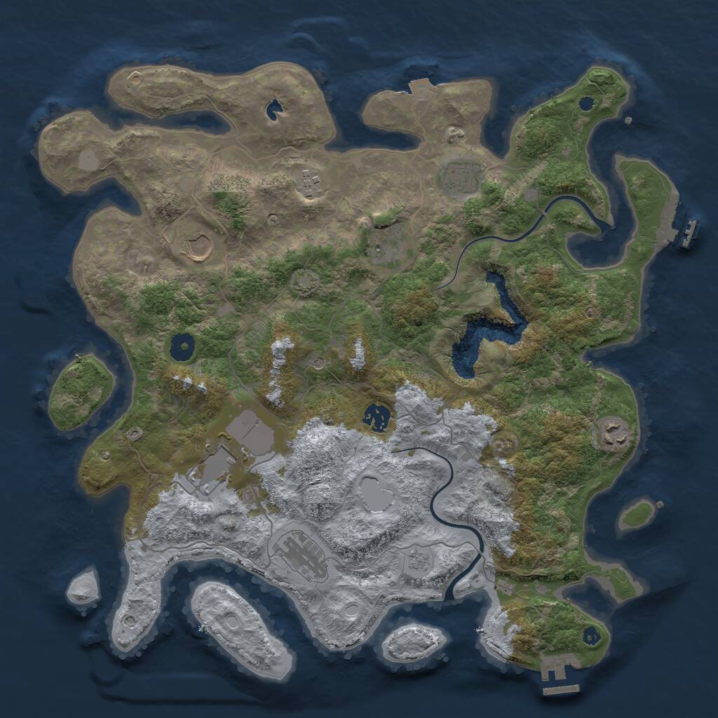 Rust Map: Procedural Map, Size: 4000, Seed: 2058915535, 14 Monuments