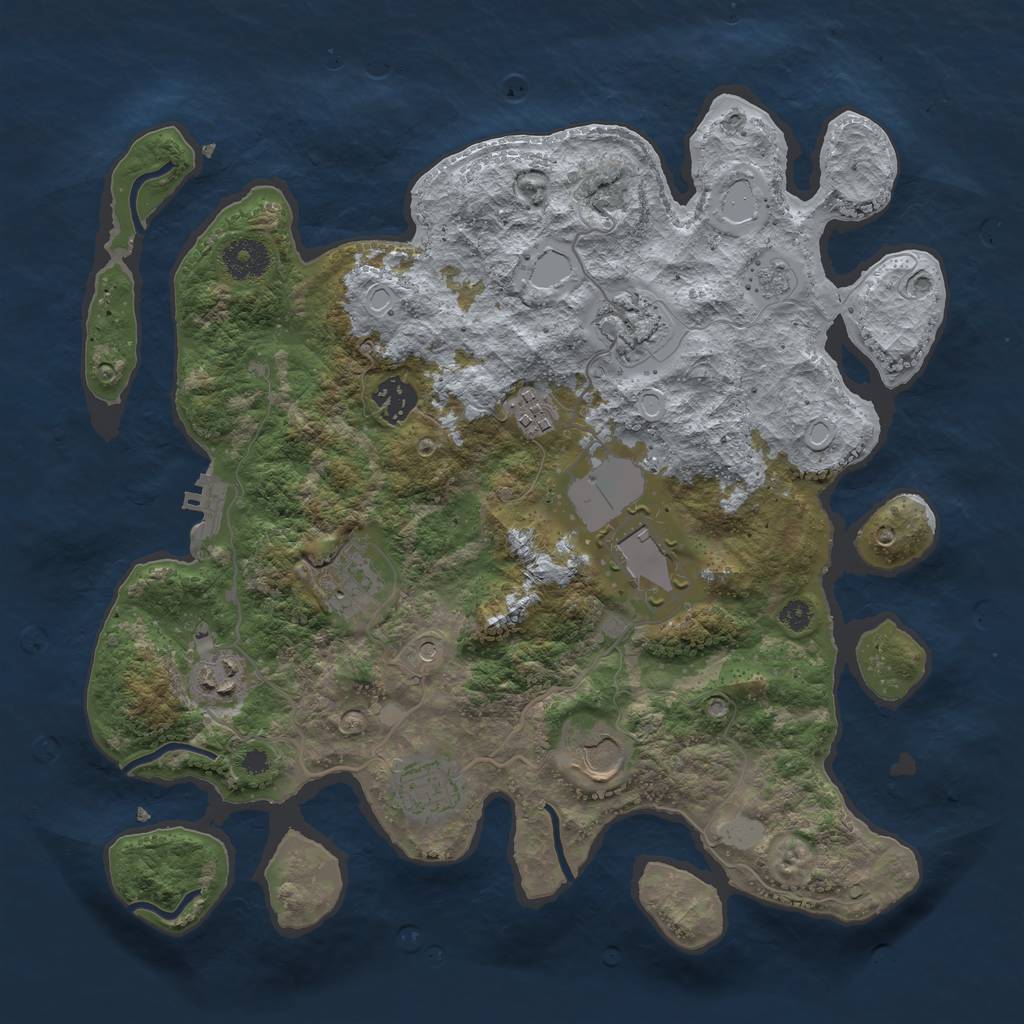 Rust Map: Procedural Map, Size: 3500, Seed: 14026314, 16 Monuments