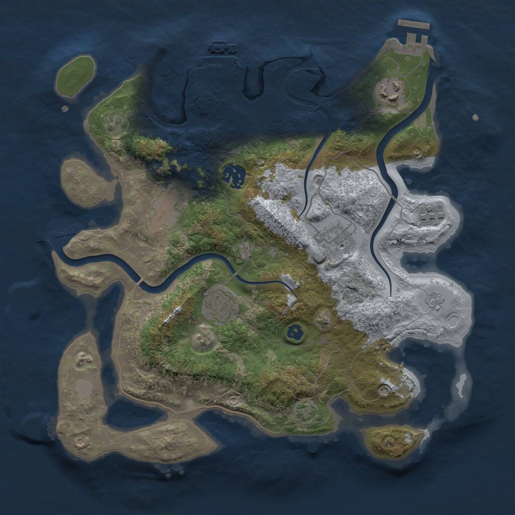 Rust Map: Procedural Map, Size: 3250, Seed: 1436227158, 11 Monuments