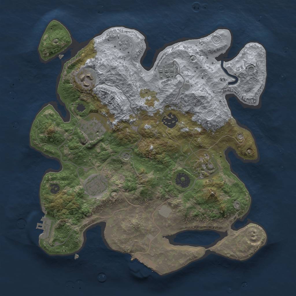 Rust Map: Procedural Map, Size: 3000, Seed: 1965613080, 15 Monuments