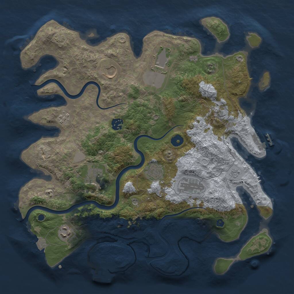 Rust Map: Procedural Map, Size: 3700, Seed: 932410659, 15 Monuments