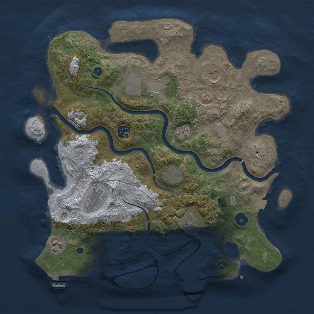 Rust Map: Procedural Map, Size: 3700, Seed: 376663941, 14 Monuments