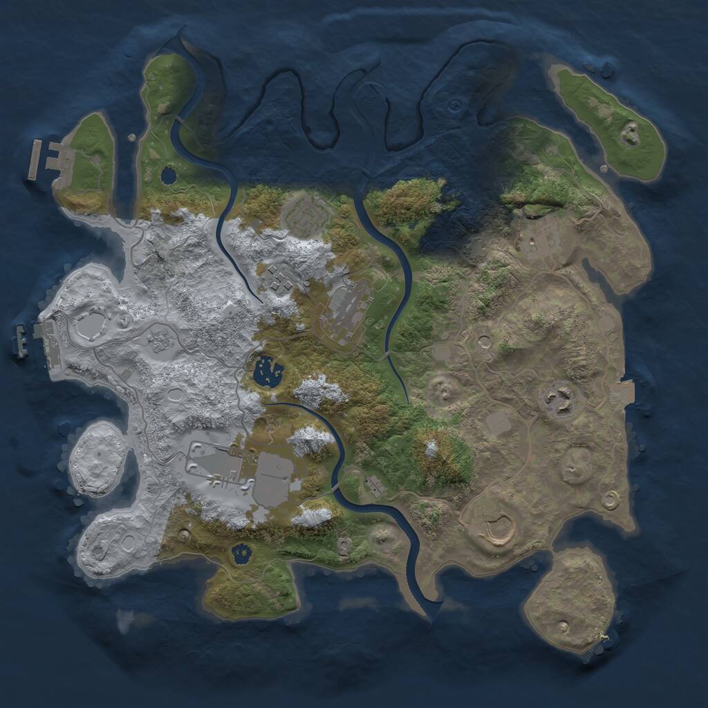 Rust Map: Procedural Map, Size: 3500, Seed: 131655, 14 Monuments