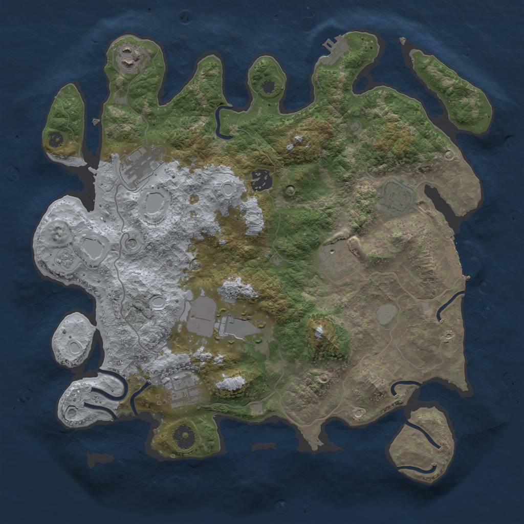 Rust Map: Procedural Map, Size: 3500, Seed: 131655, 16 Monuments