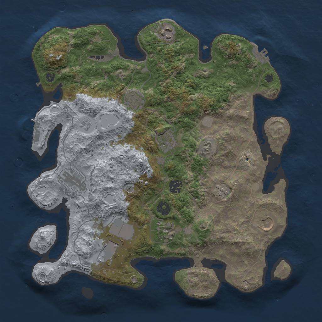 Rust Map: Procedural Map, Size: 3555, Seed: 112211, 18 Monuments