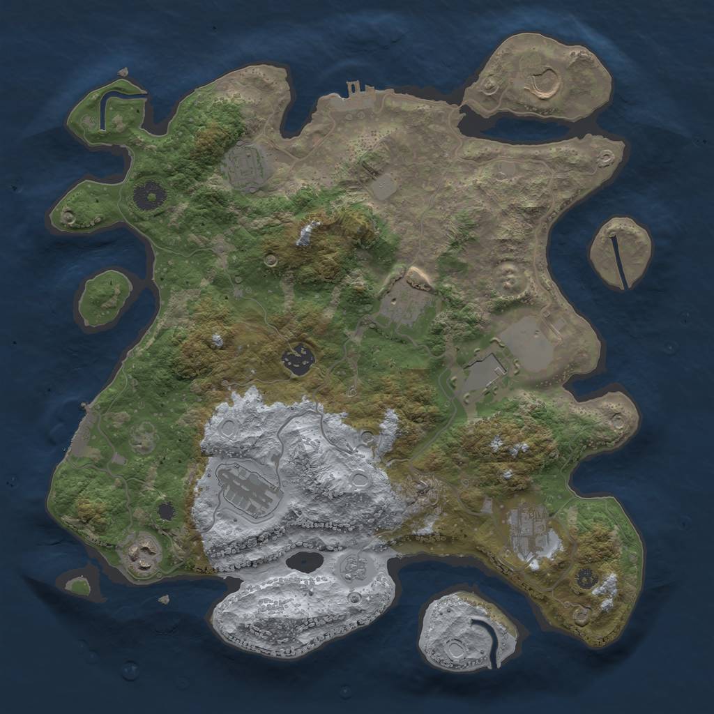 Rust Map: Procedural Map, Size: 3500, Seed: 7673464, 17 Monuments