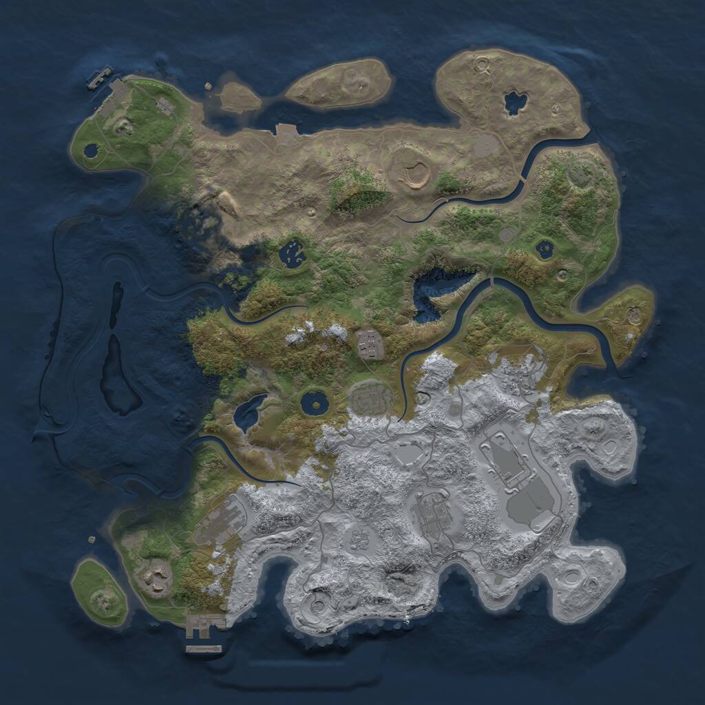 Rust Map: Procedural Map, Size: 4000, Seed: 1411665012, 16 Monuments