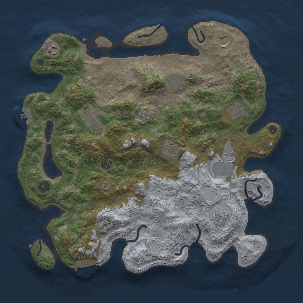 Rust Map: Procedural Map, Size: 4000, Seed: 1411665012, 19 Monuments
