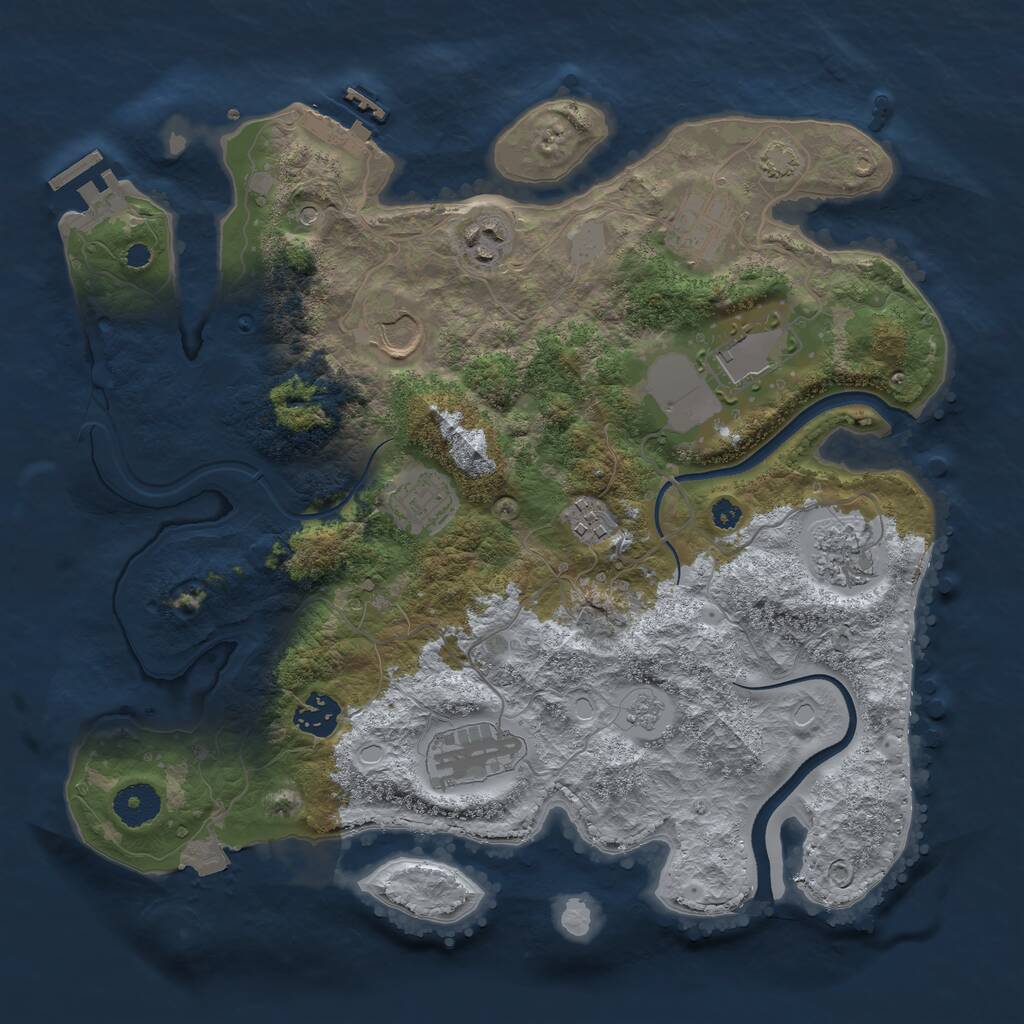 Rust Map: Procedural Map, Size: 3500, Seed: 7444, 15 Monuments