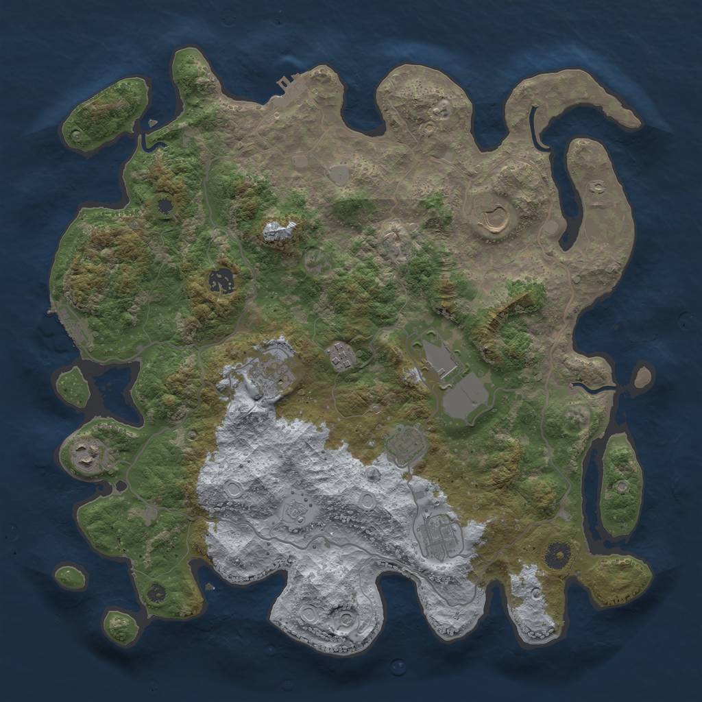Rust Map: Procedural Map, Size: 4000, Seed: 2013722323, 17 Monuments