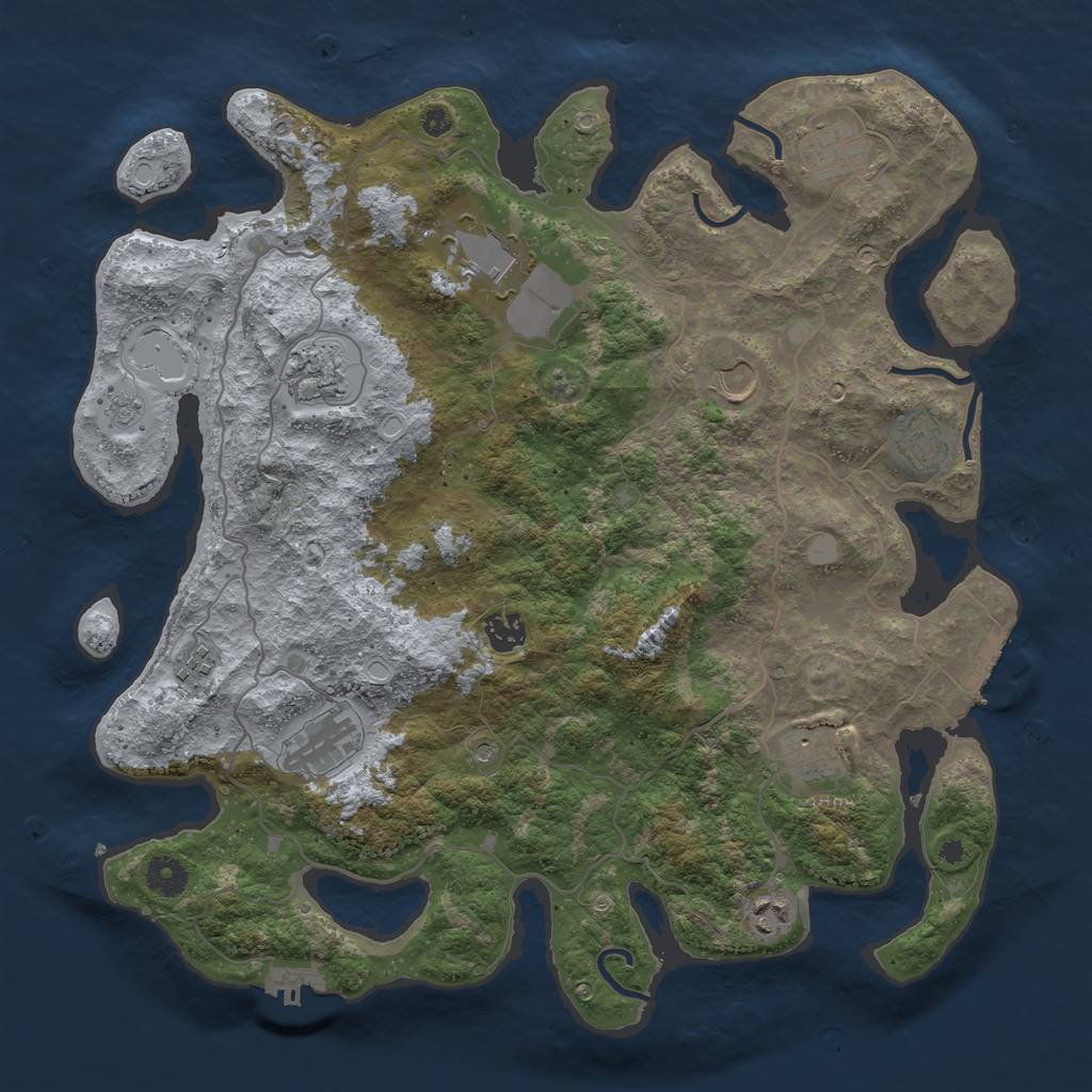 Rust Map: Procedural Map, Size: 4000, Seed: 1449037910, 19 Monuments