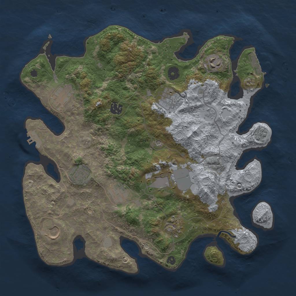 Rust Map: Procedural Map, Size: 3500, Seed: 1191432361, 19 Monuments