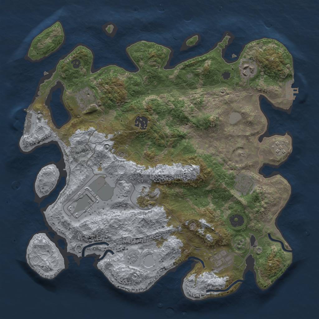 Rust Map: Procedural Map, Size: 3500, Seed: 56548056, 17 Monuments