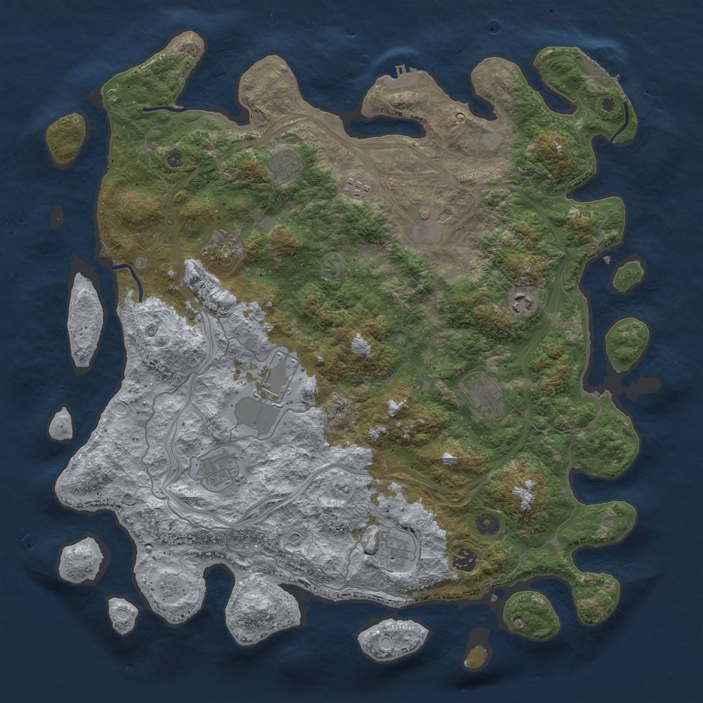 Rust Map: Procedural Map, Size: 4500, Seed: 1673582667, 19 Monuments