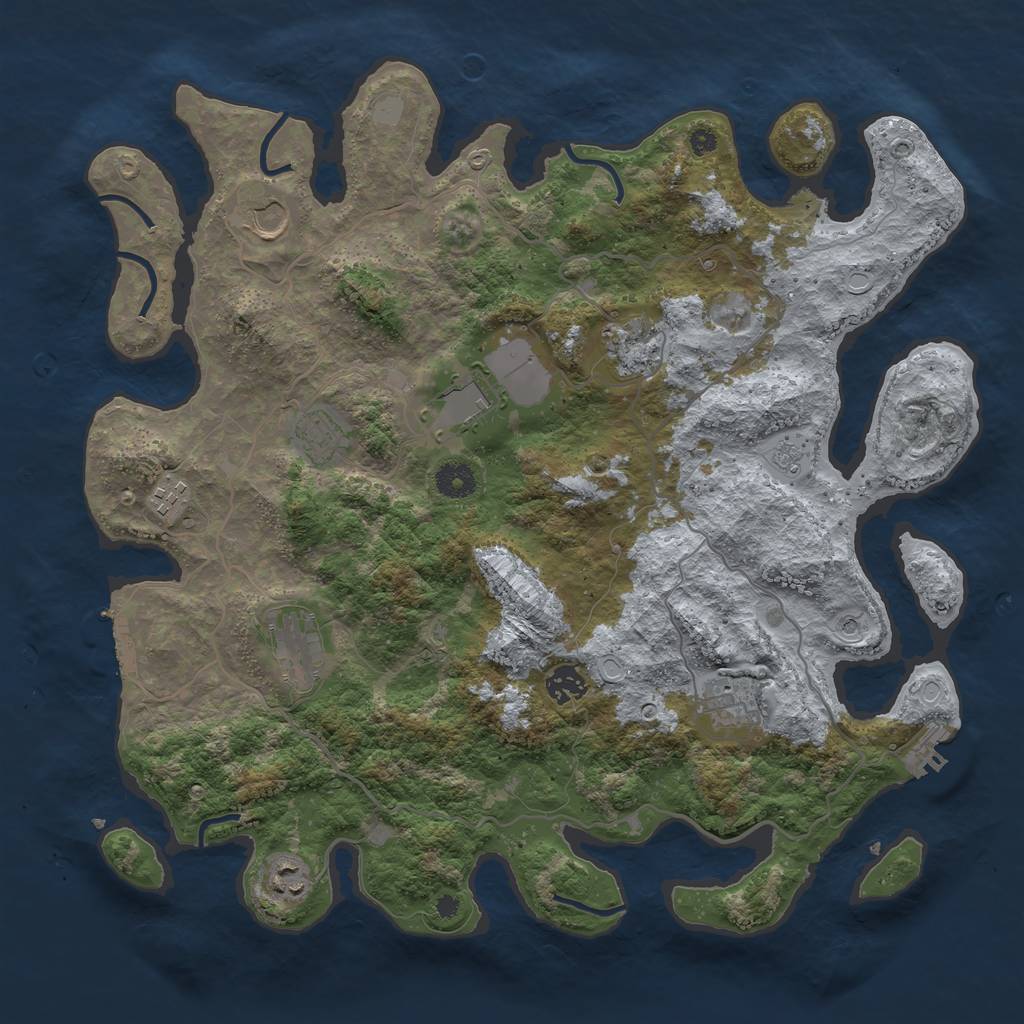 Rust Map: Procedural Map, Size: 4000, Seed: 460864738, 18 Monuments