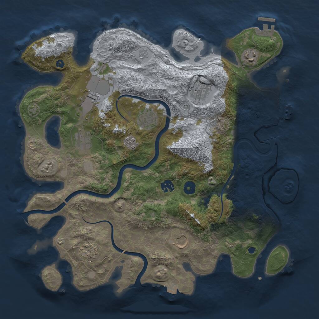 Rust Map: Procedural Map, Size: 3750, Seed: 77103254, 15 Monuments