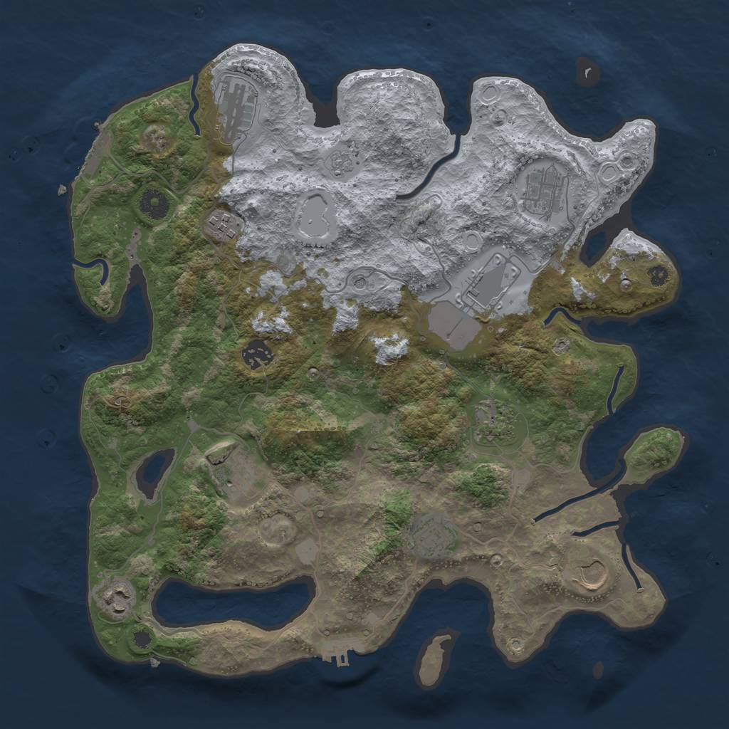 Rust Map: Procedural Map, Size: 3700, Seed: 1169514706, 19 Monuments