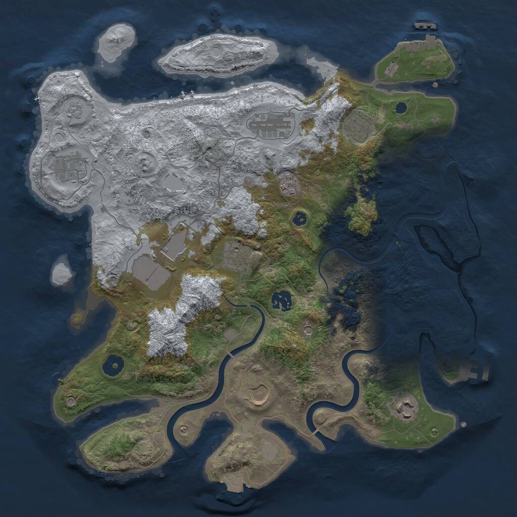 Rust Map: Procedural Map, Size: 3700, Seed: 2789, 15 Monuments