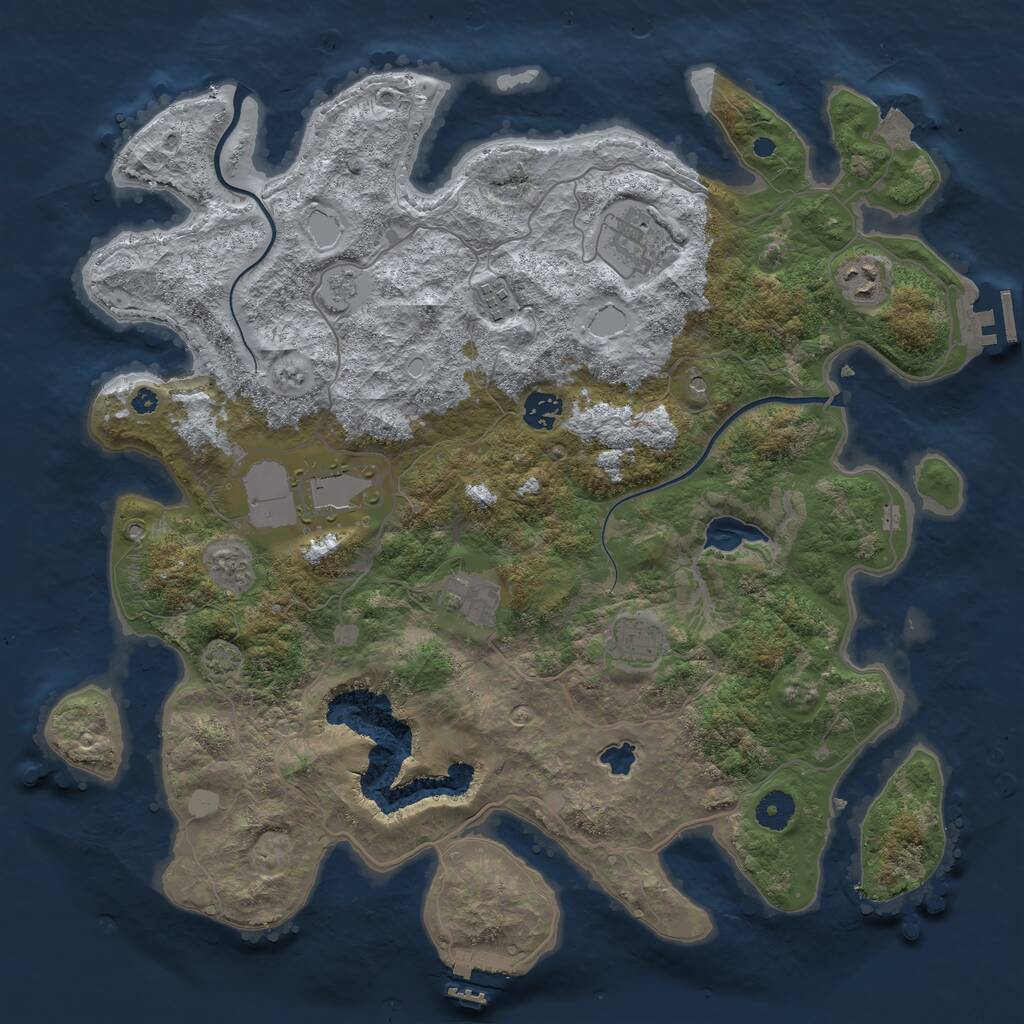 Rust Map: Procedural Map, Size: 4000, Seed: 341194534, 13 Monuments