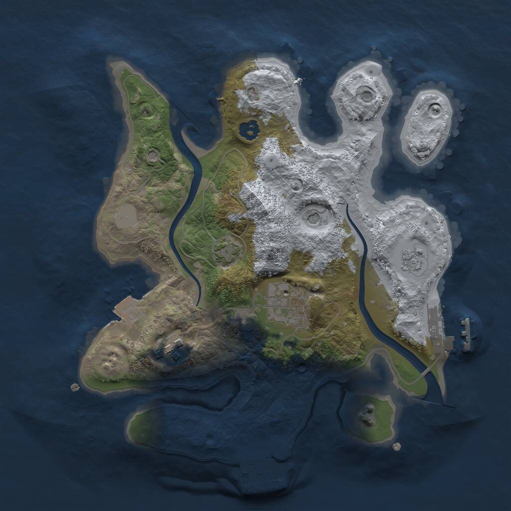 Rust Map: Procedural Map, Size: 2500, Seed: 1247774219, 8 Monuments