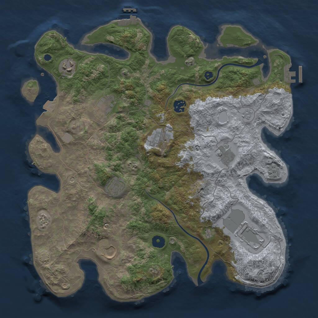 Rust Map: Procedural Map, Size: 3750, Seed: 401026957, 15 Monuments
