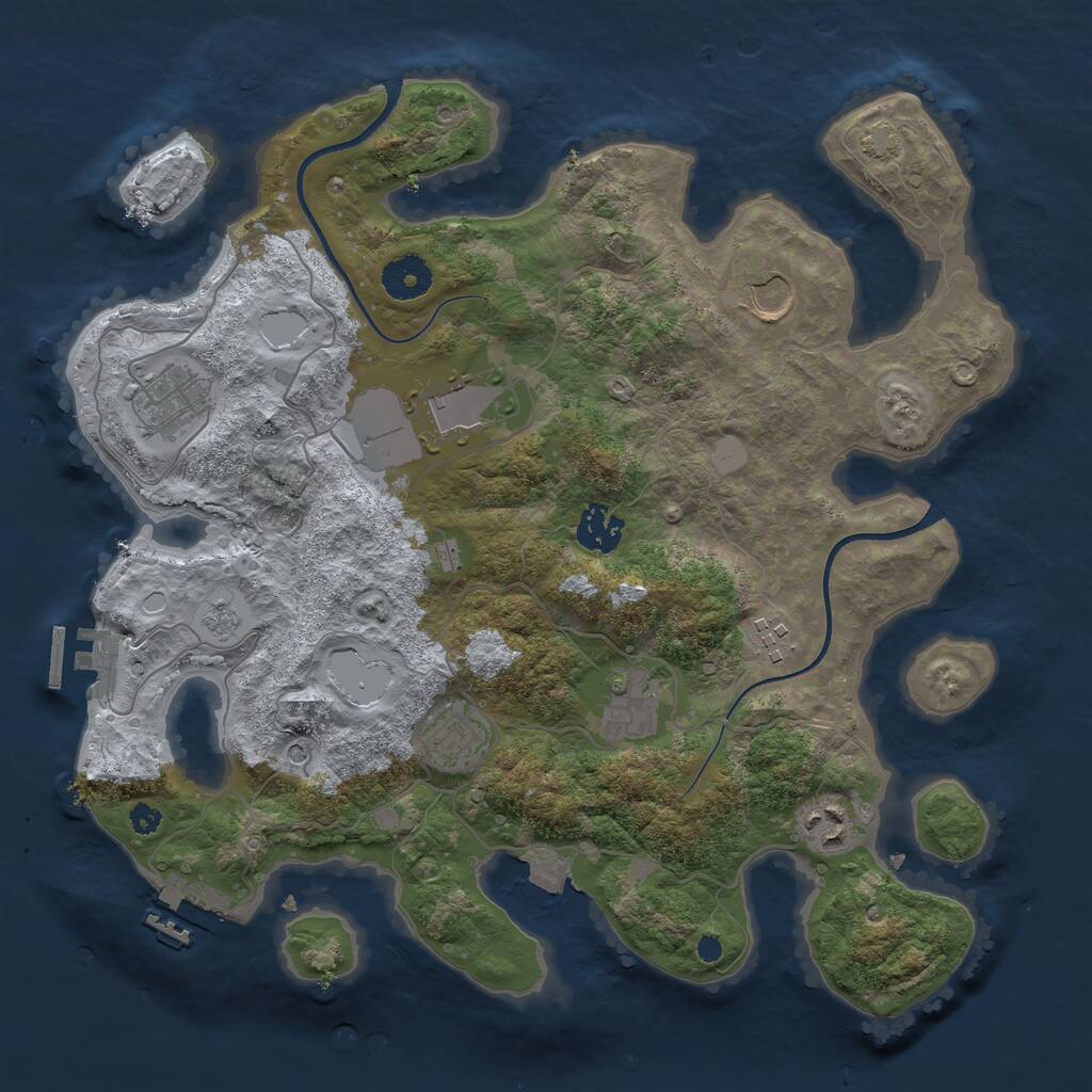 Rust Map: Procedural Map, Size: 3500, Seed: 27980, 14 Monuments