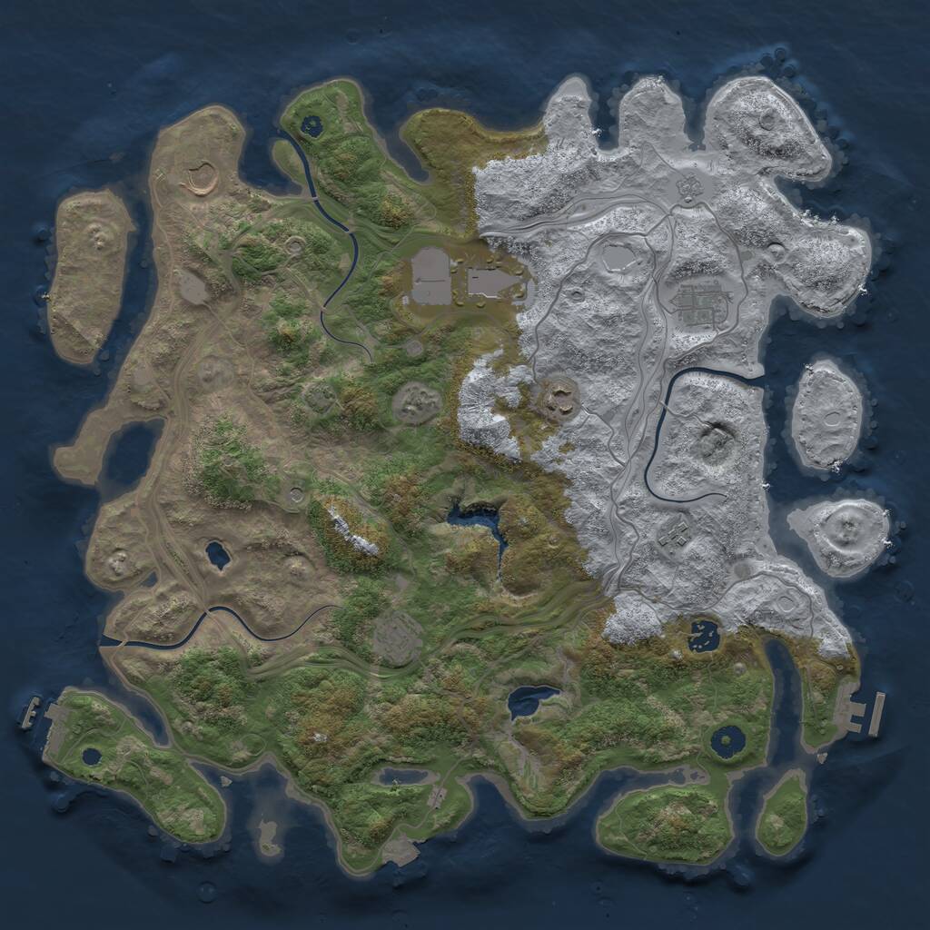 Rust Map: Procedural Map, Size: 4250, Seed: 1943609668, 13 Monuments