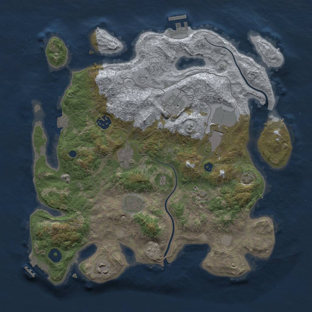 Rust Map: Procedural Map, Size: 3500, Seed: 7763500, 13 Monuments