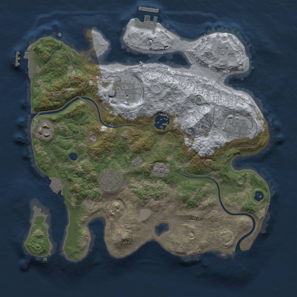 Rust Map: Procedural Map, Size: 3000, Seed: 4017968, 12 Monuments