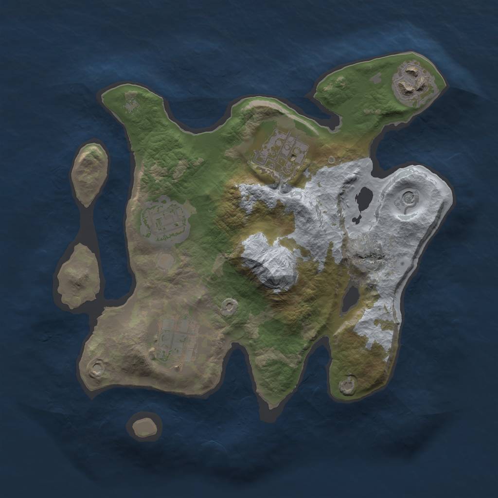 Rust Map: Barren, Size: 2400, Seed: 32616, 7 Monuments