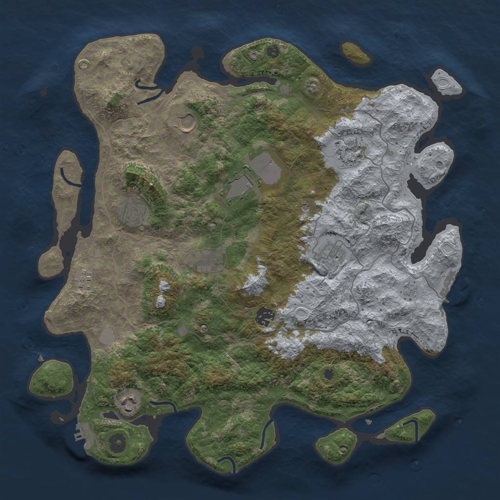 Rust Map: Procedural Map, Size: 4050, Seed: 183858912, 18 Monuments
