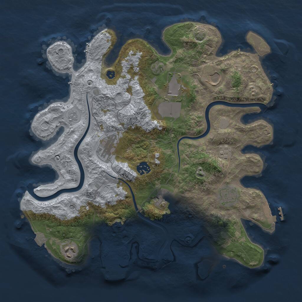 Rust Map: Procedural Map, Size: 3500, Seed: 30993, 14 Monuments