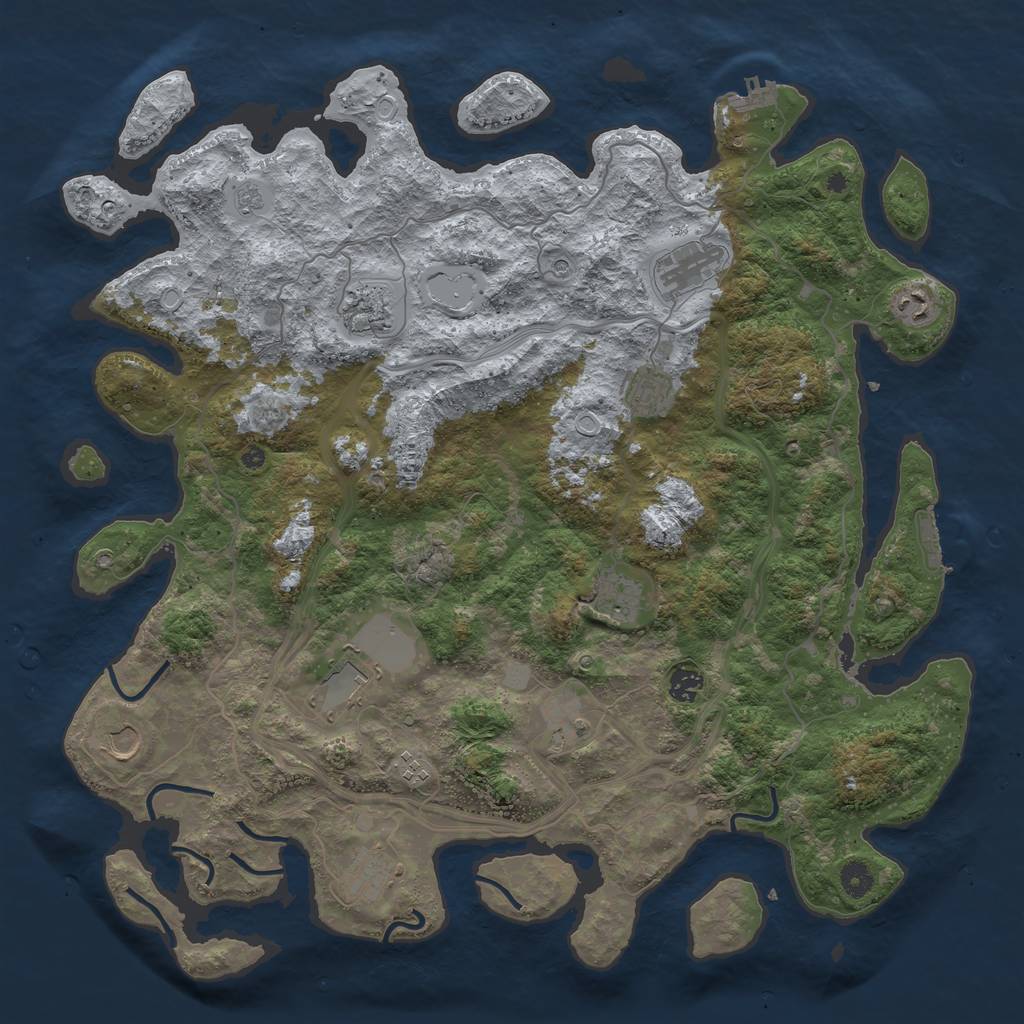 Rust Map: Procedural Map, Size: 4500, Seed: 1220462933, 20 Monuments