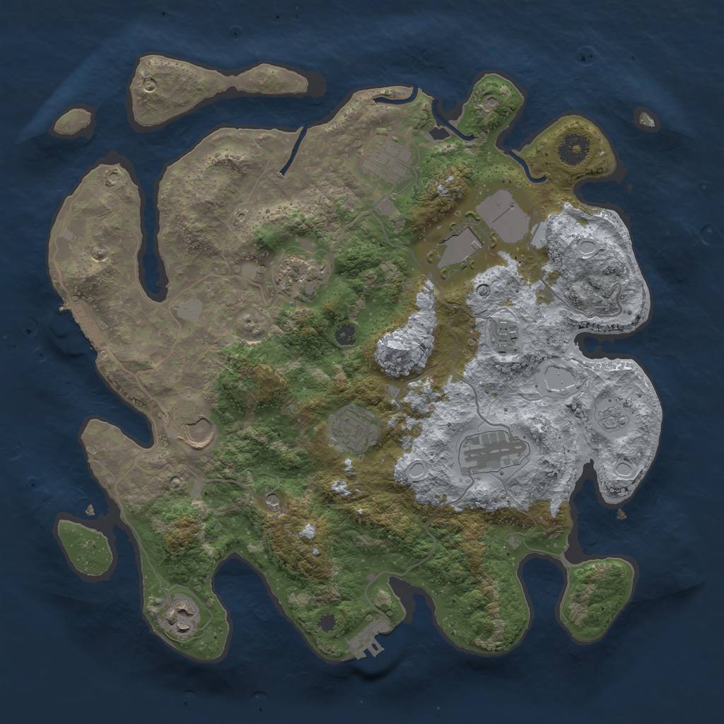 Rust Map: Procedural Map, Size: 3500, Seed: 1726585932, 17 Monuments