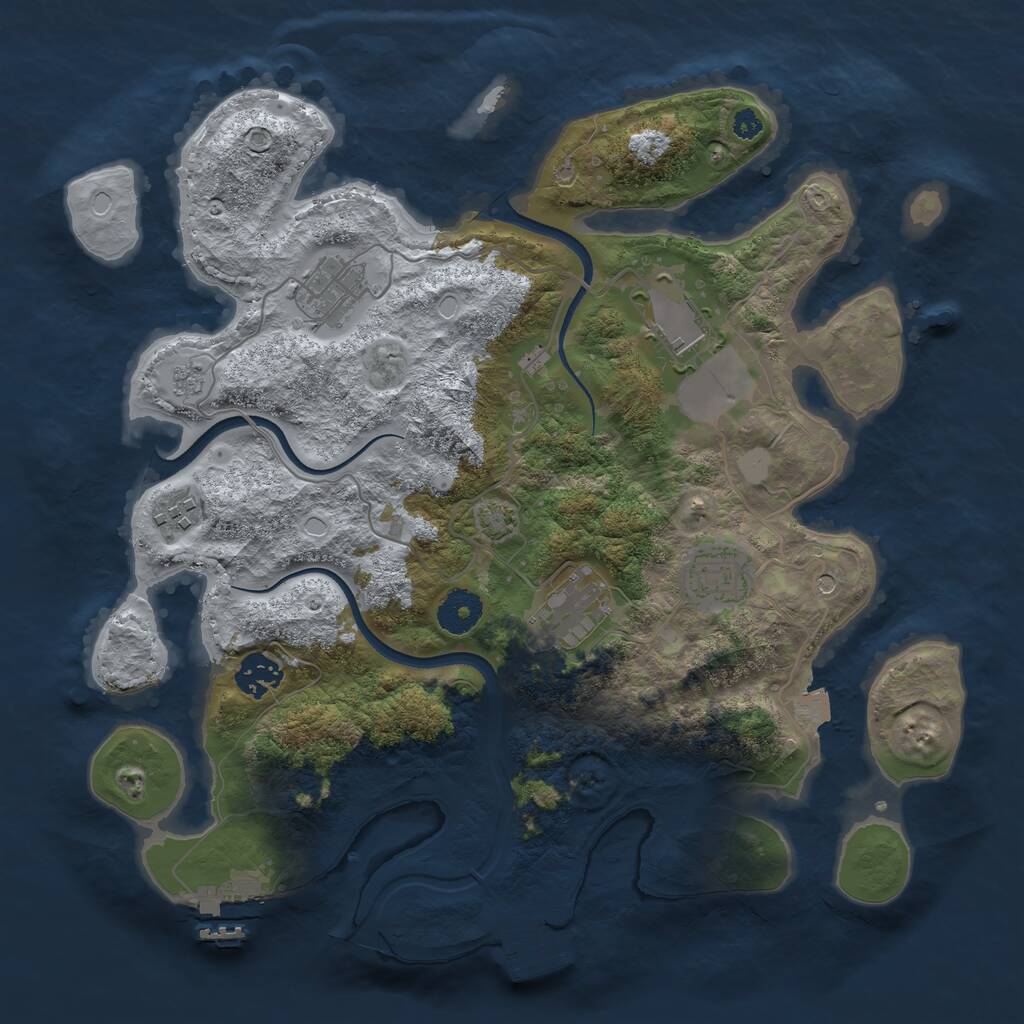 Rust Map: Procedural Map, Size: 3500, Seed: 1672059110, 12 Monuments