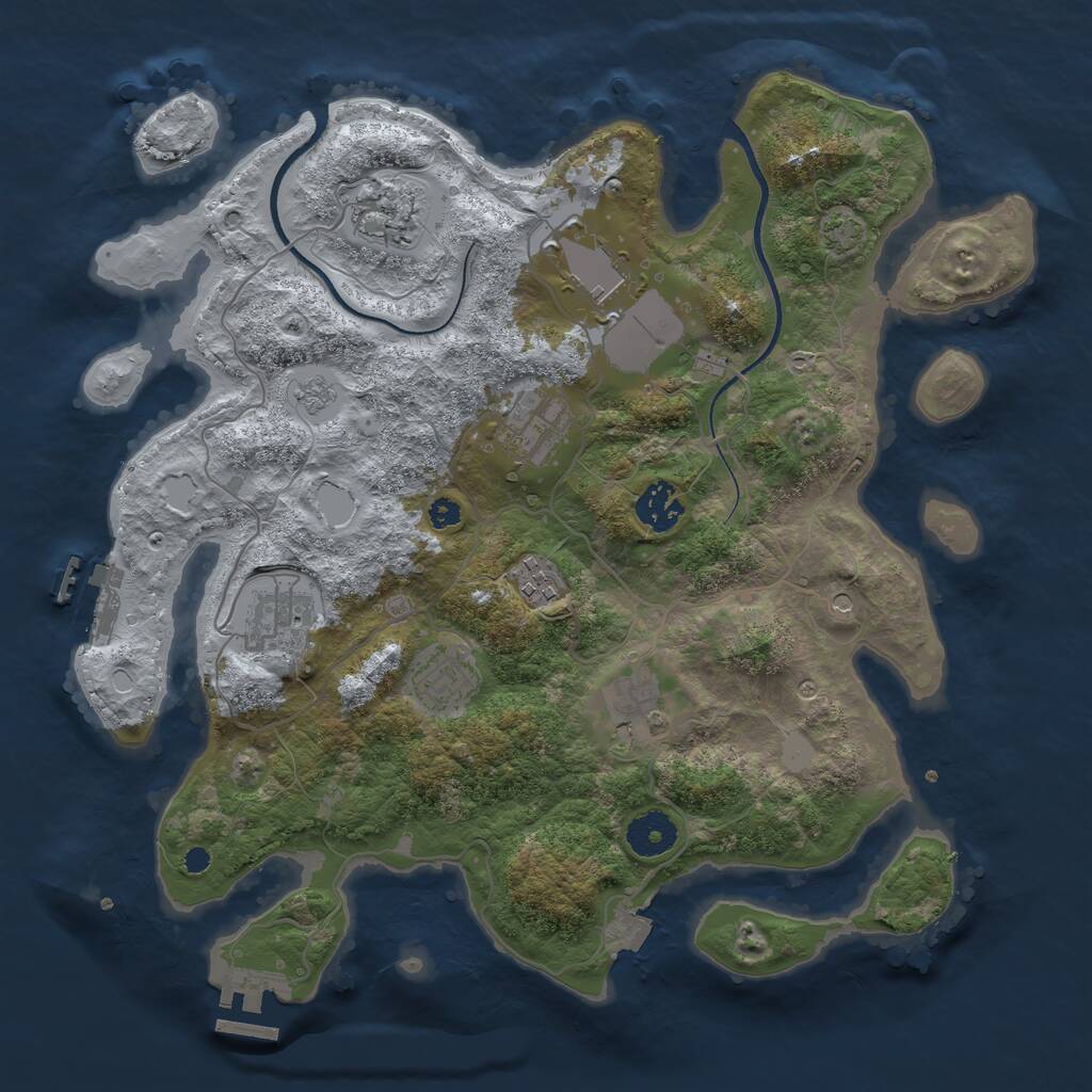 Rust Map: Procedural Map, Size: 3500, Seed: 1793139532, 14 Monuments