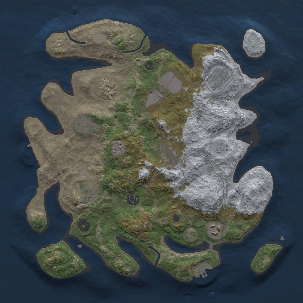 Rust Map: Procedural Map, Size: 3500, Seed: 2666, 18 Monuments
